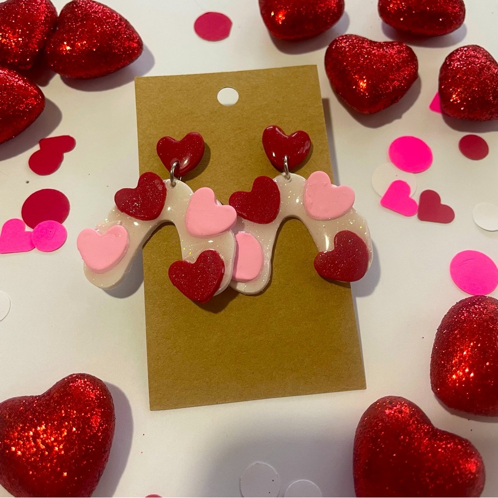 Valentines Day Earrings | Candy Hearts | Polymer Clay Earrings